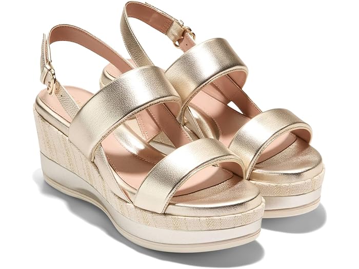 コールハーン (取寄) コールハーン レディース ウェッジ サンダル Cole Haan women Cole Haan Aislin Wedge Sandal Soft Gold Leather/Canvas