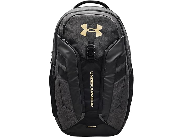 () A_[A[}[ nbX v obNpbN Under Armour Under Armour Hustle Pro Backpack Black Medium Heather/Metallic Gold