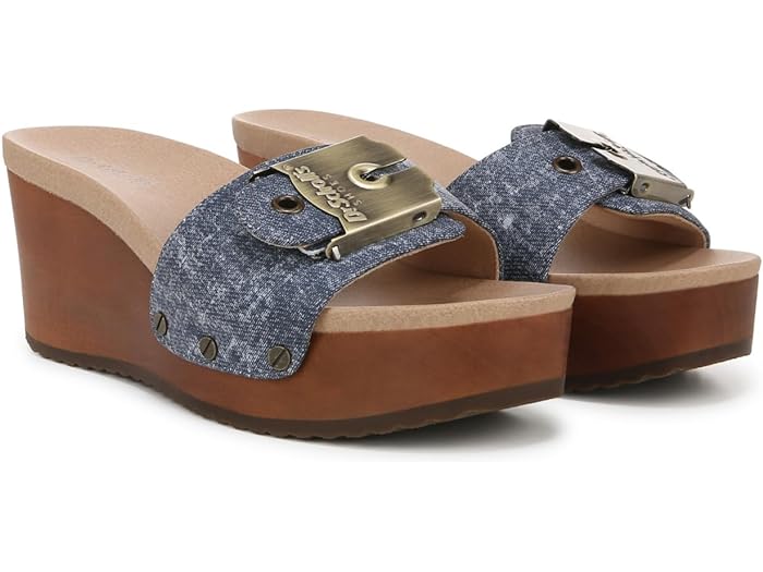 (取寄) ドクターショール レディース オリジナル ライフ スライド サンダル Dr. Scholl's women Dr. Scholl's Original Life Slide Sandal Dark Blue Denim Leather