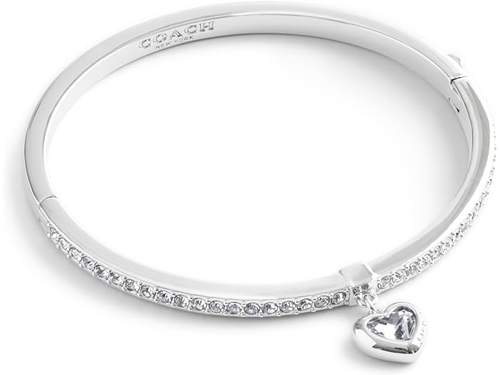 コーチ ブレスレット（レディース） (取寄) コーチ レディース ストーン ハート チャーム バングル ブレスレット COACH women COACH Stone Heart Charm Bangle Bracelet Crystal/Rhodium