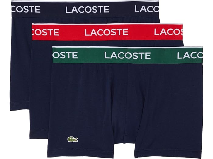 ラコステ パンツ メンズ (取寄) ラコステ メンズ トランクス 3-パック カジュアル クラシック カラフル ウエストバンド Lacoste men Lacoste Trunks 3-Pack Casual Classic Colorful Waistband Navy Blue/Green/Red/Navy Blue