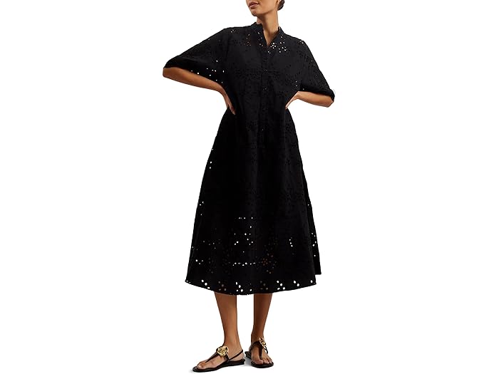() ebhx[J[ fB[X I[o[TCY uh[ hX Ted Baker women Ted Baker Nikaia Oversized Broderie Dress Black