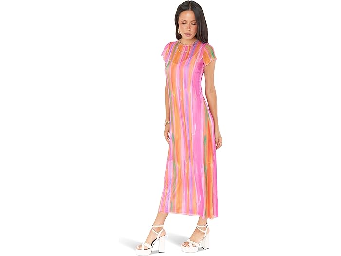 () VE ~[ A [[ fB[X [ ~fB hX Show Me Your Mumu women Show Me Your Mumu Molly Midi Dress Sunrise Stripe Mesh