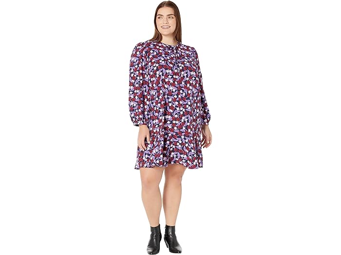 () ɥ쥤ѡ ॹ ǥ ץ饹   ե ɥ쥹  ץ ե Draper James women Draper James Plus Size Rosanne Shift Dress in Plum Floral Nassau Navy Multi