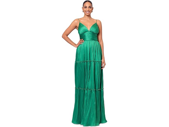 () xbcBAhA_ fB[X O KE Betsy & Adam women Betsy & Adam Long pleared bodre gown Green