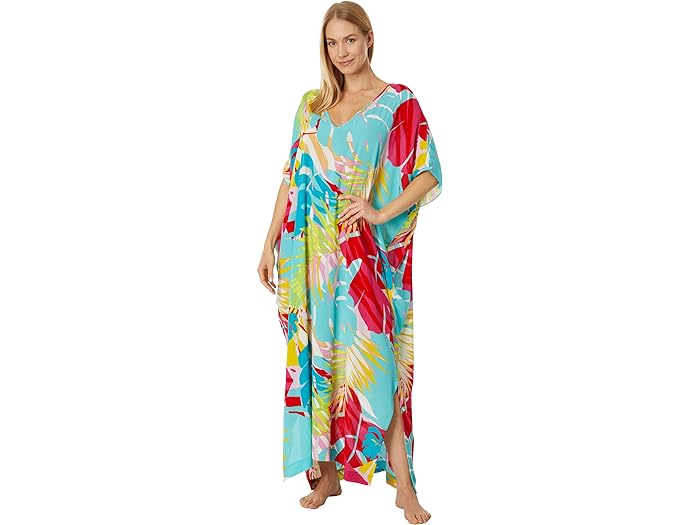 (取寄) N バイ ナトリ レディース ボラ ボラ クリンクル カフタン N by Natori women N by Natori Bora Bora Crinkle Caftan Aqua Blue