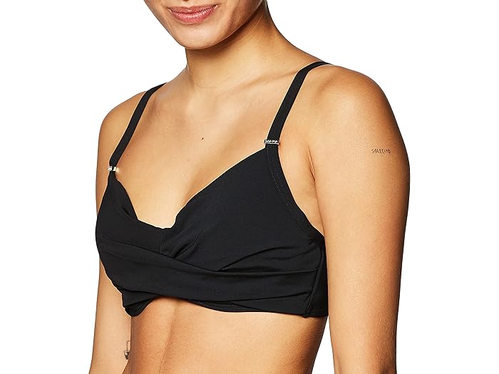 (取寄) カルバンクライン レディース ウィメンズ ツイスト アンダーワイヤー ビキニ スイムスーツ トップ Calvin Klein women Women's Twist Underwire Bikini Swimsuit Top Black