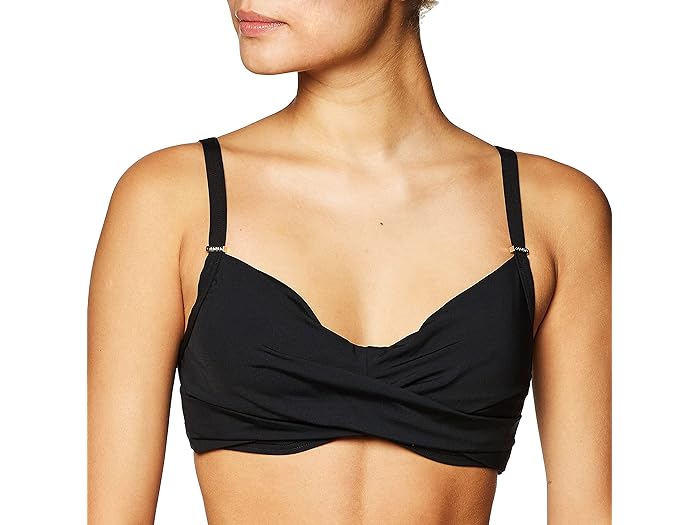(取寄) カルバンクライン レディース ウィメンズ ツイスト アンダーワイヤー ビキニ スイムスーツ トップ Calvin Klein women Women's Twist Underwire Bikini Swimsuit Top Black