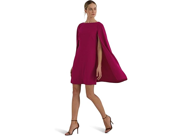 (取寄) ローレン ラルフローレン レディース ケープ ジョーゼット カクテル ドレス LAUREN Ralph Lauren women Cape Georgette Cocktail Dress Fuchsia Berry