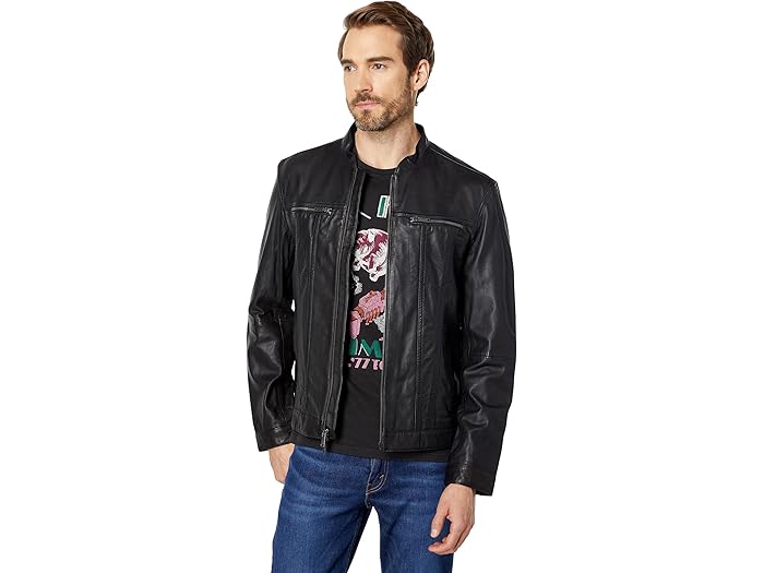 (取寄) ジョン バルベイトス メンズ バンド カラー ジャケット L858T1B John Varvatos men Band Collar Jacket L858T1B Black