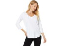 (取寄) モッドオードック レディース 3/4 スリーブ V-ネック ティー ウィズ カーブ ヘム Mod-o-doc women 3/4 Sleeve V-Neck Tee with Curved Hem White 2