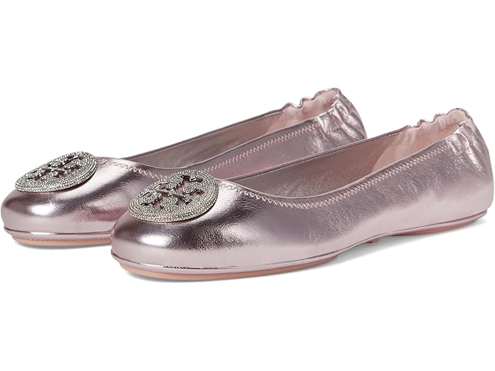 (取寄) トリーバーチ レディース ミニー トラベル バレエ ウィズ パヴェ ロゴ Tory Burch women Tory Burch Minnie Travel Ballet with Pave Logo Sparkle Pinkのサムネイル