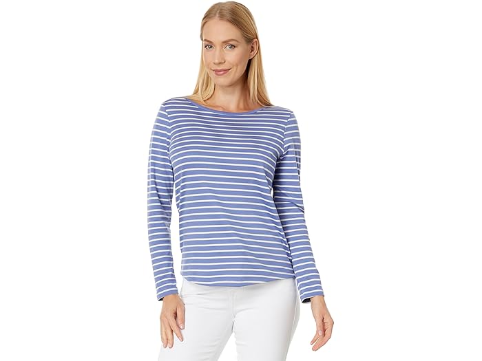 (取寄) エルエルビーン レディース ピマ コットン シェイプド ティー L.L.Bean women L.L.Bean Pima Cotton Shaped Tee Sailcloth Stripe