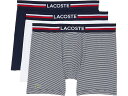 (取寄) ラコステ メンズ ボクサー ブリーフ 3-パック フレンチ フロッグ アイコニック ライフスタイル Lacoste men Boxer Briefs 3-Pack French Flag Iconic Lifestyle Navy Blue/White