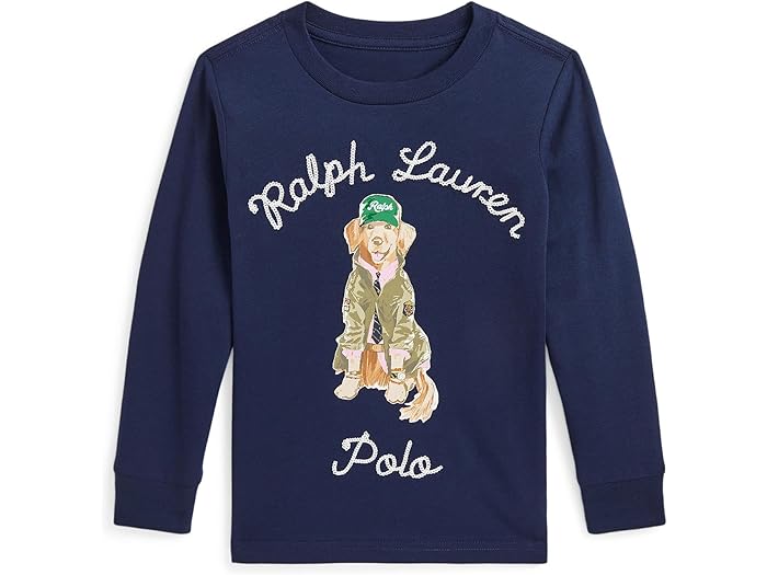 (取寄) ラルフローレン キッズ ボーイズ コットン ロング スリーブ ティー (トドル/リトル キッド) Polo Ralph Lauren Kids boys Dog-Print Cotton Long Sleeve Tee (Toddle/Little Kid) Refined Navy