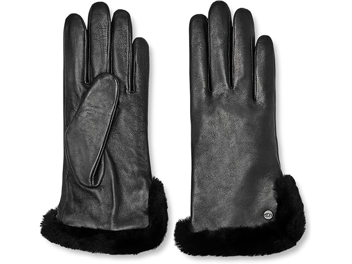 (取寄) アグ レディース レザー シープスキン ベント グローブ ウィズ コンダクティブ テック パーム UGG women Leather Sheepskin Vent Gloves with Conductive Tech Palm Black