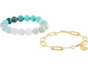 (取寄) ディー バークレー レディース アクアマリン オンブレ アンド ペーパークリップ チェイン ブレスレット スタック Dee Berkley women Aquamarine Ombre and Paperclip Chain Bracelet Stack Blue