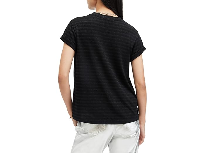 (取寄) オールセインツ レディース アンナ ストライプ ティー AllSaints women Anna Stripe Tee Black Shimmer