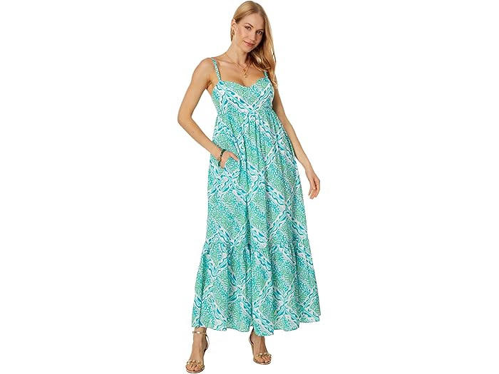(取寄) リリー ピュリッツァー レディース ヒーディ コットン マキシ ドレス Lilly Pulitzer women Hiedi Cotton Maxi Dress Prism Blue Good Greef Engineered Maxi Dress