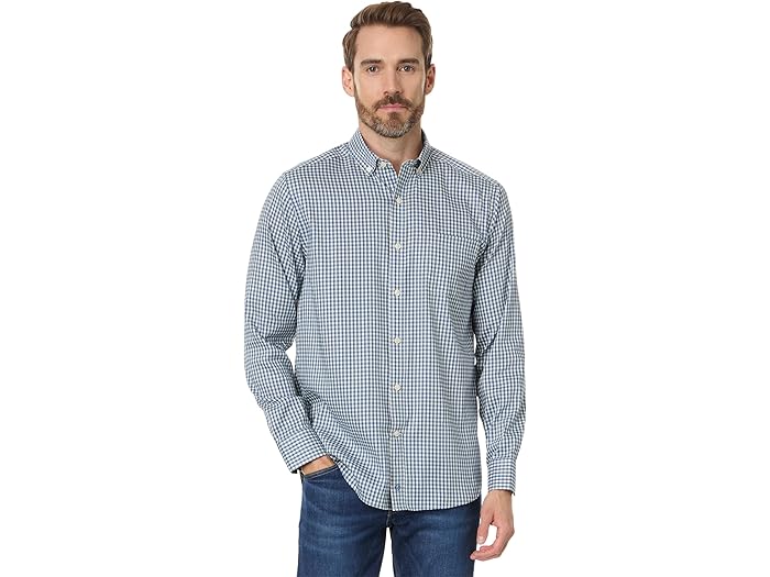 () 󥹥ȥ&ޡե  XC4 ȥ饤 å  Johnston &Murphy men Xc4 Outlined Grid Shirt Blue