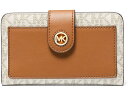 (取寄) マイケルコース レディース MK チャーム ミディアム タブ ポケット バイフォールド MICHAEL Michael Kors women MK Charm Medium Tab Pocket Bifold Vanilla/Acorn(4)