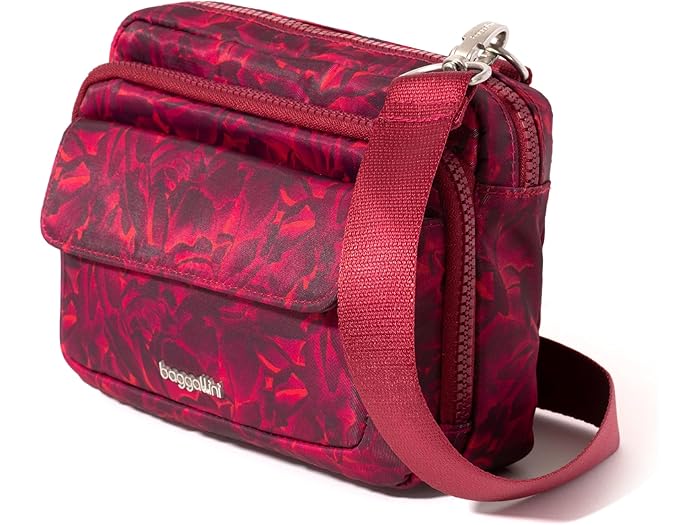 (取寄) バッガリーニ レディース モダン ダブル ジップ クロスボディ Baggallini women Modern Double Zip Crossbody Red Divine Rose