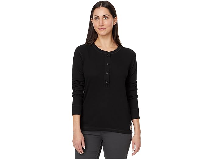 (取寄) カーハート レディース リラックスド-フィット フィット ロング-スローブ リブド ヘンリー Carhartt women Relaxed Fit Long-Sleeve Ribbed Henley Blackのサムネイル