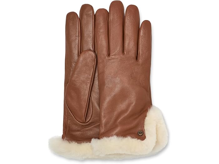 (取寄) アグ レディース レザー シープスキン ベント グローブ ウィズ コンダクティブ テック パーム UGG women Leather Sheepskin Vent Gloves with Conductive Tech Palm Chestnut