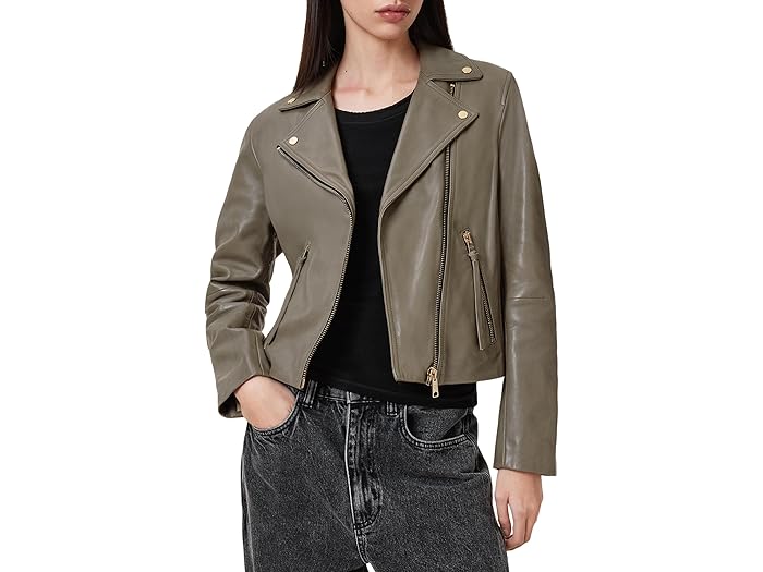 () 륻 ǥ ӡ Х AllSaints women Dalby Biker Dusty Olive G...