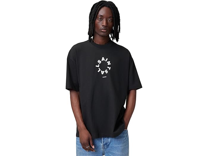 (取寄) オールセインツ メンズ ティエラ ショート スリーブ クルー AllSaints men Tierra Short Sleeve Crew Jet Black 1
