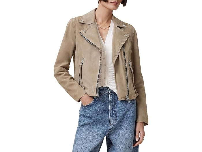 () 륻 ǥ  ӡ Х AllSaints women Suede Dalby Biker Gr...