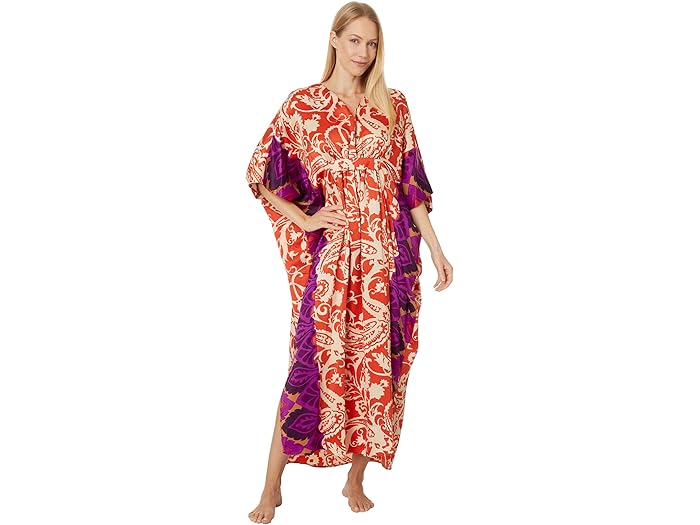 (取寄) ナトリ レディース パレス カフタン Natori women Palace Caftan Red Orange