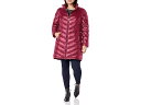 (取寄) カルバンクライン レディース フーデット シェブロン パッカブル ダウン ジャケット (スタンダード アンド プラス) Calvin Klein women Hooded Chevron Packable Down Jacket (Standard and Plus) Shine Berry