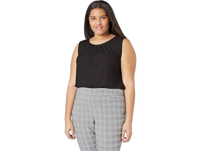 (取寄) カルバンクライン レディース プラス サイズ プリーツ ネック カミ Calvin Klein women Plus Size Pleat Neck Cami Black