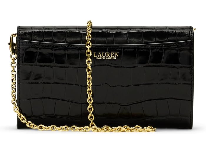 (取寄) ローレン ラルフローレン レディース クロック-エンボスド ミディアム アデア クロスボディ Lauren Ralph Lauren women Croc-embossed Medium Adair Crossbody Black