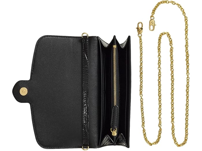 (取寄) ローレン ラルフローレン レディース クロック-エンボスド ミディアム アデア クロスボディ Lauren Ralph Lauren women Croc-embossed Medium Adair Crossbody Black
