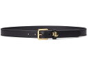 (取寄) ローレン ラルフローレン レディース レザー スキニー ベルト Lauren Ralph Lauren women Logo-keeper Leather Skinny Belt Black