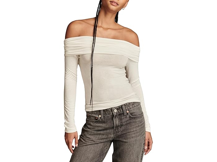 (取寄) ラッキーブランド レディース オフ ザ ショルダー トップ Lucky Brand women Off The Shoulder Top Whisper White