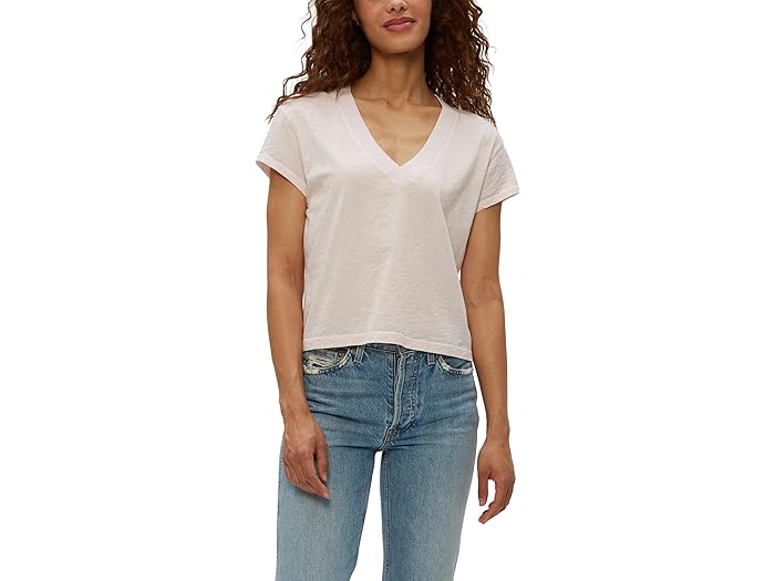 (取寄) マイケル スターズ レディース ハーラン クロップド V-ネック ティー Michael Stars women Harlan Cropped V-neck Tee Lychee