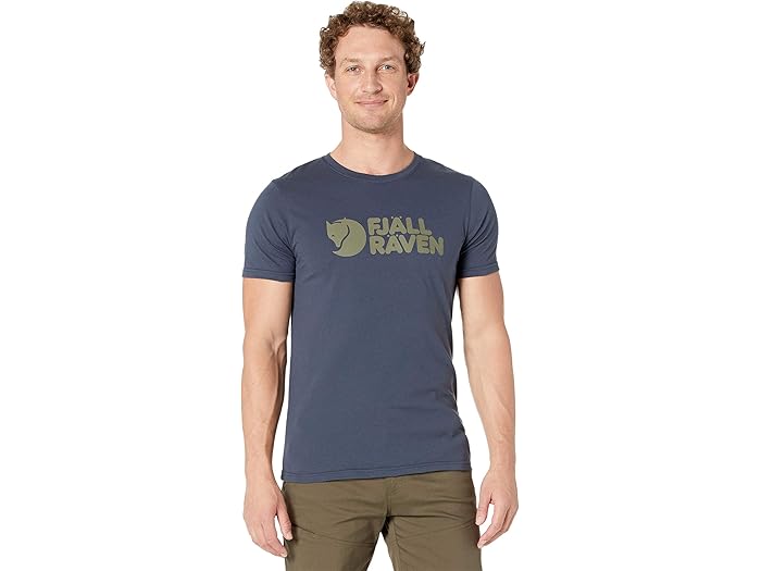 () ե顼٥   T Fjllrven men Fjallraven Logo T-Shirt Navy