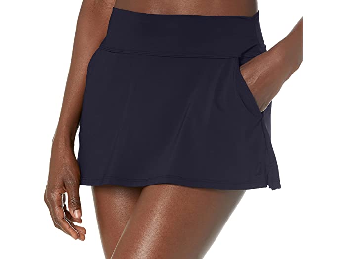 (取寄) ノーティカ レディース ミッドライズ コア ソリッド ワイド ウエストバンド スイム スカート Nautica women Midrise Core Solid Wide Waistband Swim Skirt Deep Sea Navy