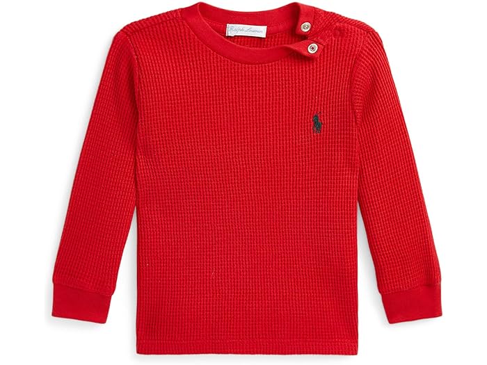 (取寄) ラルフローレン キッズ ボーイズ ワッフル-ニット コットン ロング スリーブ ティー (インファント) Polo Ralph Lauren Kids boys Waffle-Knit Cotton Long Sleeve Tee (Infant) RL 2000 Red
