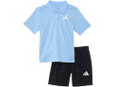 (取寄) アディダス キッズ ボーイズ ポロ トップ アンド ウーブン ショーツ セット (トドラー/リトル キッド) adidas Kids boys Polo Top & Woven Shorts Set (Toddler/Little Kid) Glow Blue Adi