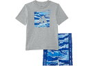 (取寄) アディダス キッズ ボーイズ コットン ヘザー ティー アンド AOP カモ ショート セット (インファント) adidas Kids boys Cotton Heather Tee & Aop Camo Short Set (Infant) Medium Grey Heather