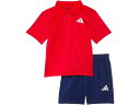 (取寄) アディダス キッズ ボーイズ ポロ トップ アンド ウーブン ショーツ セット (トドラー/リトル キッド) adidas Kids boys Polo Top & Woven Shorts Set (Toddler/Little Kid) Pure Ruby