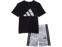 (取寄) アディダス キッズ ボーイズ コットン ティー アンド AOP カモ ショーツ セット (トドラー/リトル キッド) adidas Kids boys...