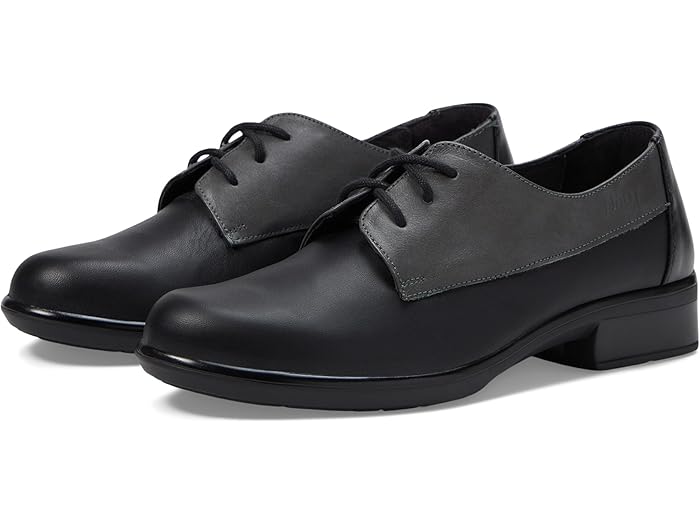 () ʥ ǥ ɥ Naot women Kedma Jet Black Leather/Tin Gray Leather...
