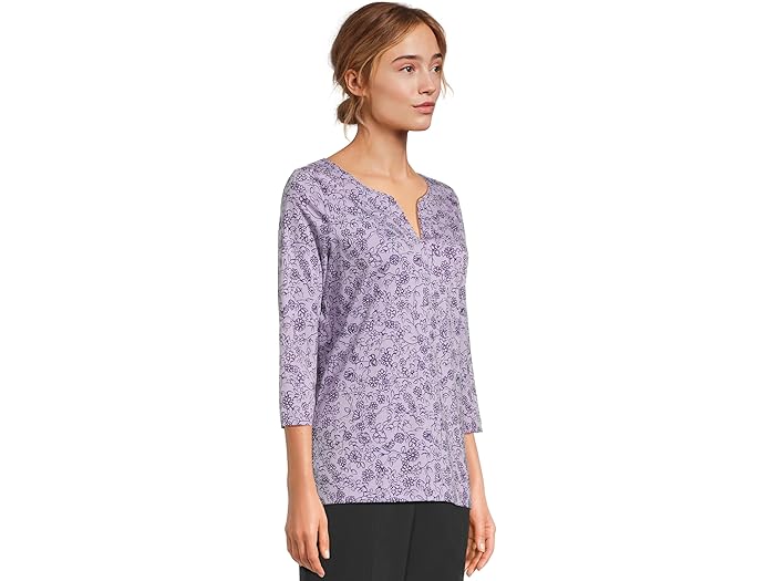 (取寄) エルエルビーン レディース ピマ トップス スプリットネック チュニック 3/4 スリーブ プリント L.L.Bean women Pima Tops Split-Neck Tunic 3/4 Sleeve Print French Lilac Botanic Floral