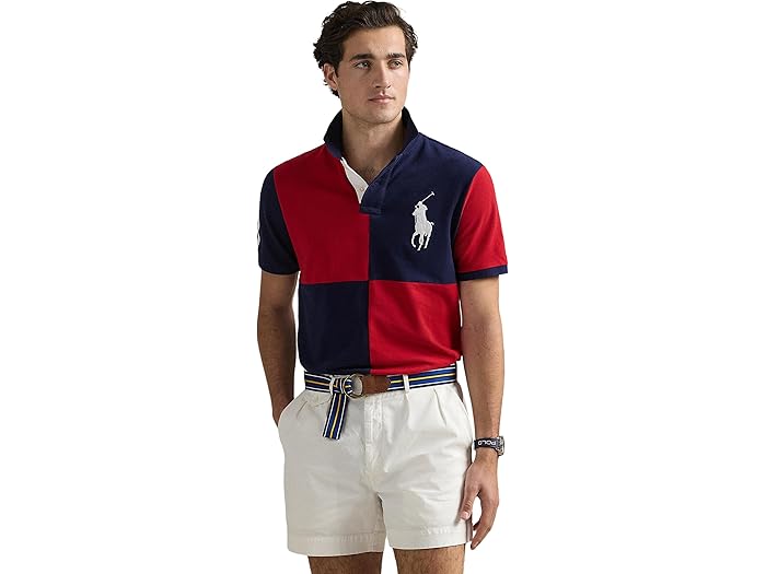 (取寄) ラルフローレン メンズ カスタム スリム フィット ビッグ ポニー メッシュ ポロ シャツ Polo Ralph Lauren men Custom Slim Fit Big Pony Mesh Polo Shirt Red/Newport Navy