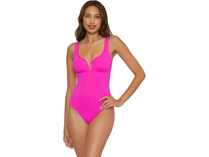 (取寄) ベッカ レディース カラー コード エリン V ワイヤー カット アウト ワン ピース BECCA women Color Code Erin V Wire Cut Out One Piece Vivid Pink